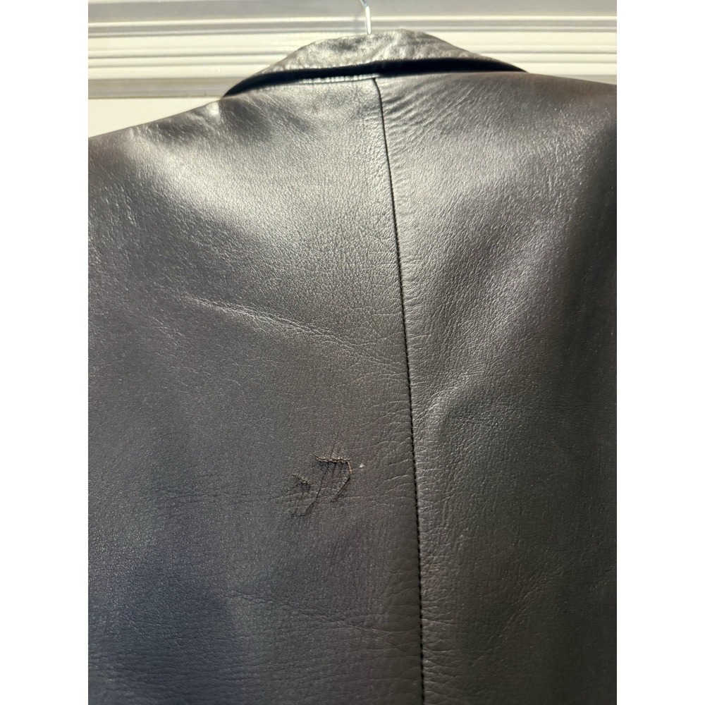Vintage 90s Calvin Klein Collection Brown Lamb Leather Blazer Jacket Sz M - Picture 11 of 16